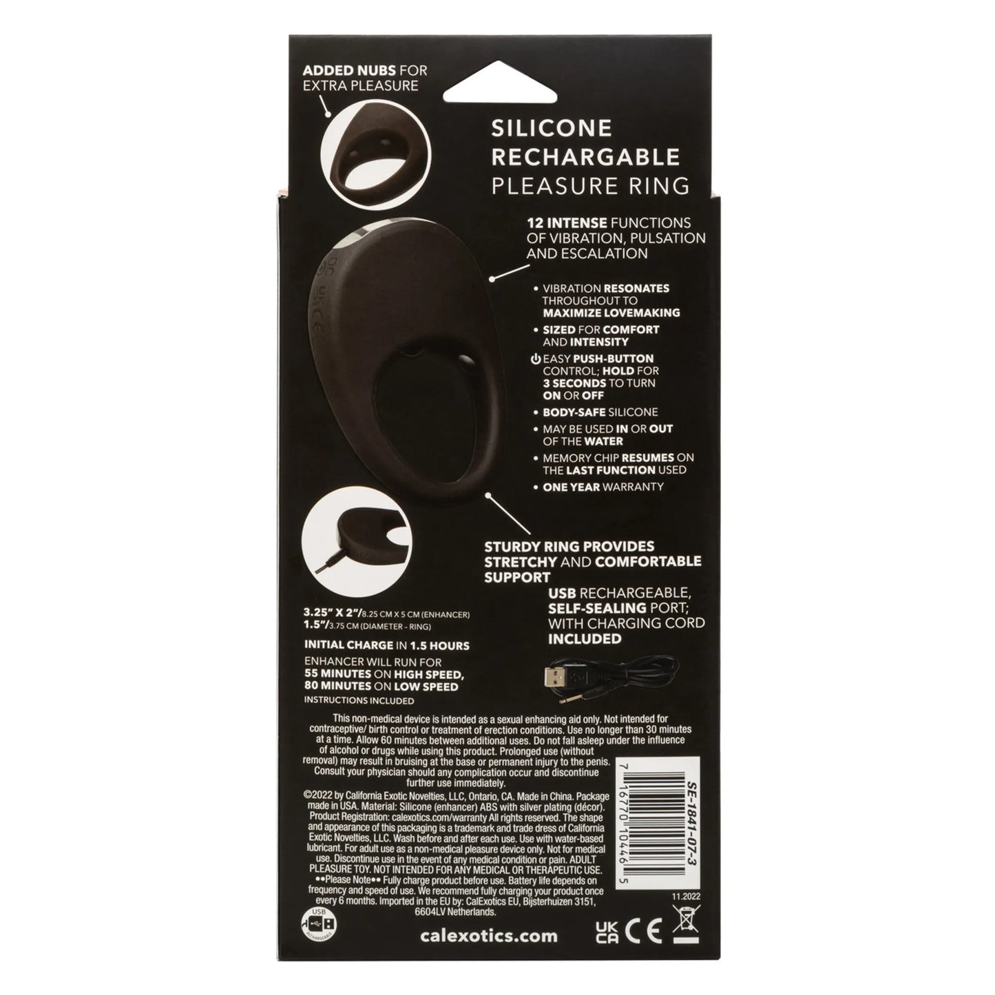 SILICONE RECHARGEABLE PLEASURE RING
